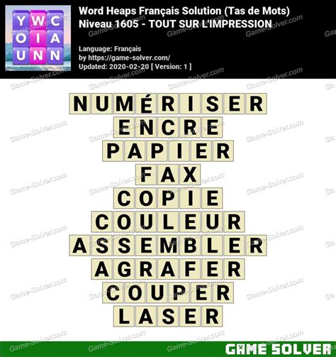 Solution Wordalot Niveau 1605 .